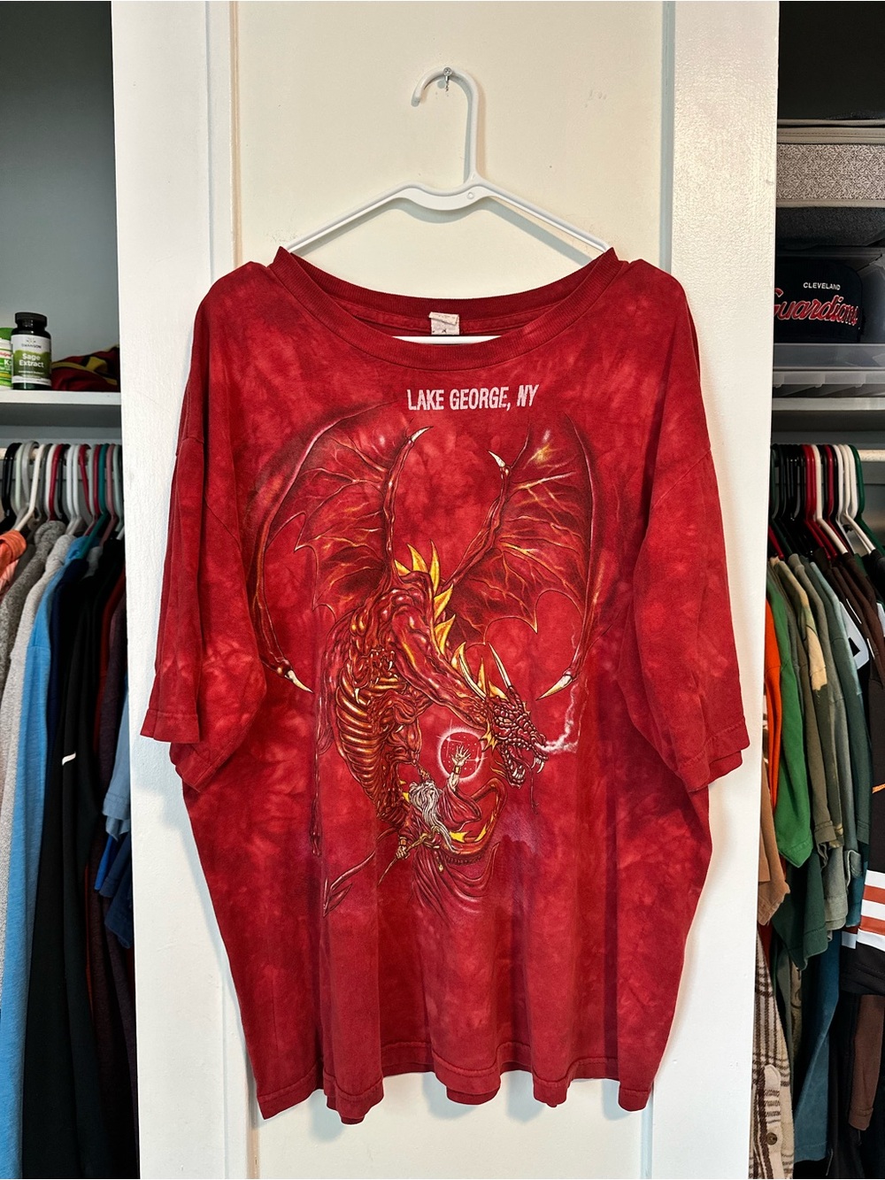 USA Made Tie-Dye Wizard Dragon Single Stitch Graphic Tee